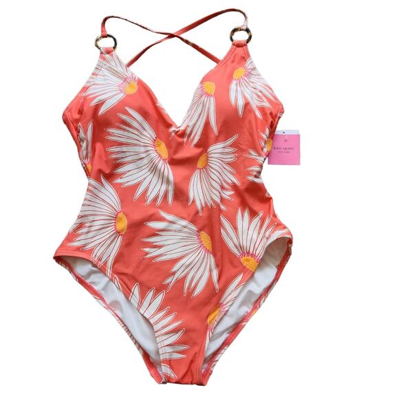 Kate Spade Floral crisscross swimsuit size XL - Picture 3 of 5